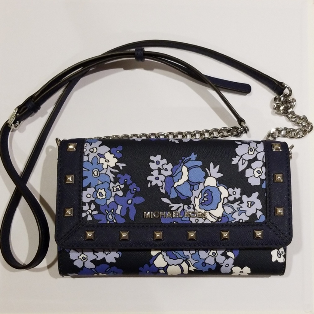 Michael Kors Navy Floral Convertible Clutch